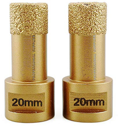 SHDIATOOL Dry Diamond Drill Core Bit 2PK 20mm Hole Saw with M14 Thread for Porcelain Tile Granite Marble