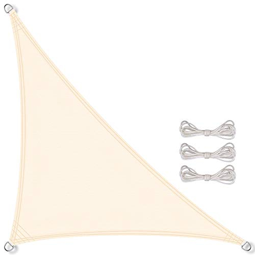 CelinaSun tenda parasole a vela giardino balcone PES poliestere idrorepellente triangolo 3,6 x 3,6 x 5,1 m bianco crema