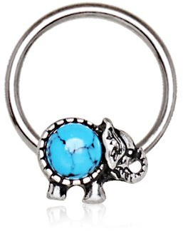 eeddoo Piercing-Ring Klemmring Elefant Silber Edelstahl