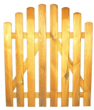 StaketenTür 'Standard' 100x100/120 cm - oben – kdi / V2A Edelstahl Schrauben verschraubt - aus frischem Holz gehobelt – oben gebogene Ausführung - kesseldruckimprägniert