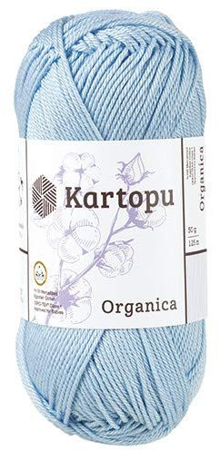 Kartopu Organica 50gr Knaul- Baumwollgarn, – Häkelgarn aus feinster ägyptische Baumwolle (Grundpreis 4,90 für 100gr) (544 hellblau)