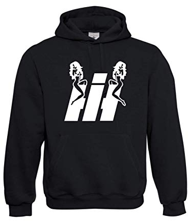 Textilhandel Hering Kapuzenpullover - IHC International Harvester Traktor Lustig Mädchen auf Logo (Schwarz, L)