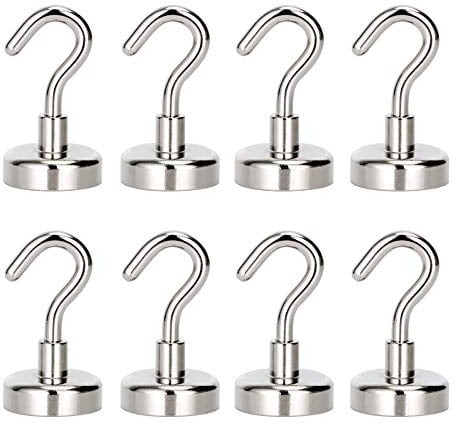 sinzau Gancio magnetico, 8 ganci magnetici, magneti super forti con gancio, supporto magnetico grande, campo di applicazione della cucina