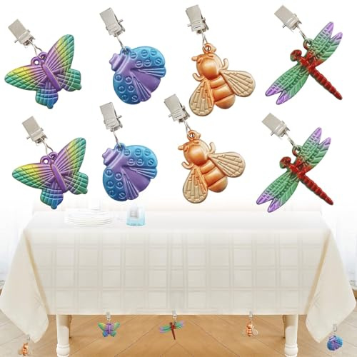 8 Stück tischdeckenbeschwerer,Tischdecke Gewichte Edelstahl,Tischdeckenbeschwerer mit Clips,Tischtuchgewichte Schmetterling,Tischtuchklammer Outdoor