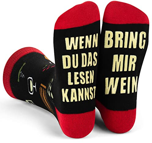 Lavley Wenn Du Das Lesen Kannst Bring Mir Lustig Socken für Frauen und Männer (Bier, Sekt, Kaffee Und Kuchen) (Wein)