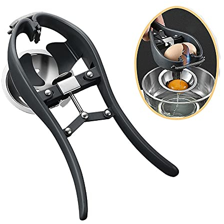 Egg Cracker,Stainless Steel Egg Opener, Automatic Egg Cracking Tool, Easy Eggshell Cutter Stainless Steel Eggshell Cutter Egg Separator Creative Kitchen Tools (Silver)
