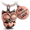 FABACH Owl Keyring Owly with Heart and Engraving - Cute Owl Keyring - Friendship and Love Lucky Charm Made of Metal for Women - Owl You Need is Love, Antique rose gold., standard size, Classic
