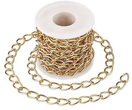 Craftdady Aluminium-Panzerkette, ungeschweißt, gedreht, mit Spule, für Punk, kubanische Kette, Halskette, Armband, Schmuckherstellung, Gold