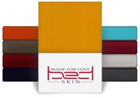 Bedskin Jersey Spannbettlaken 180x200 & 200x200 cm – 100% Baumwolle Spannbetttuch, weich & atmungsaktiv (Orange)