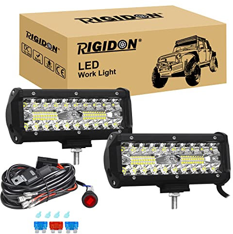RIGIDON 8D Barra Led Fuoristrada 12V, Kit Barra Luminosa Led Bianca 6000K per Auto, Camion, SUV, ATV, Veicoli Offroad Impermeabile
