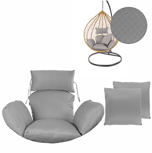 Kideo® 4-teiliges Kissenset für Hängesessel, Sitzkissen, Ersatzkissen, Wechselkissen, Rauten-Muster, waschbar [grau]