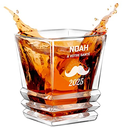 Maverton Verre a Whisky avec Gravure pour Lui - Avec Motif Géométrique - Verre personnalisé au Design Unique - Cadeau Homme - Souvenir Anniversaire Homme - Cadeau Personnalisé - Noel - Majeur