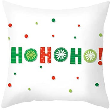 Stfery Weihnachtsdeko Kissen, Kissenbezug 45x45 Rot Grün Weihnachten Ho Ho Ho -Punkte Kissenhülle Polyester Cushion Cover 1er
