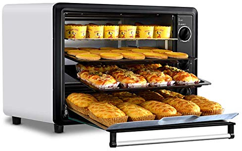 Forno da cucina da 60 litri, forno elettrico multifunzione automatico per torte di grande capacità, tempo di cottura di 120 minuti, forchetta rotante a 360°, potenza elevata 2200 W