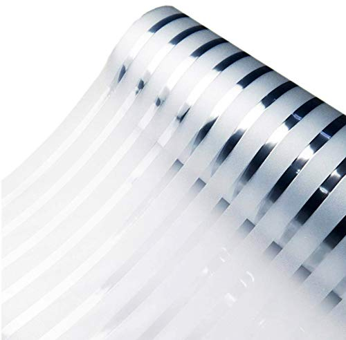 Zindoo Streifen Fensterfolie Blickdicht Sichtschutz Sichtschutzfolie Milchglasfolie Fenster Aufkleber Glas Statische Folie für Büro und Zuhause 59.5 x 200 cm