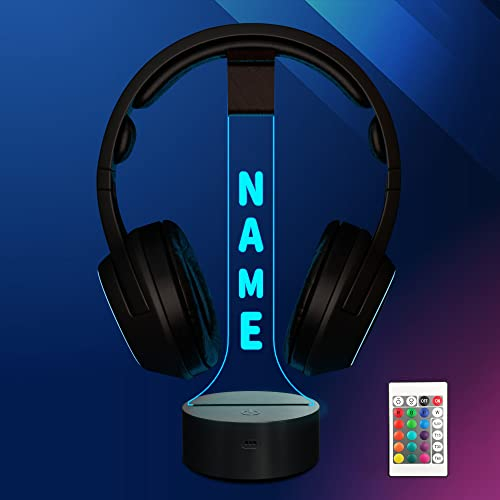 Ammonite Customize Light up Headphone Stand, RGB Gaming Headset Holder with 16 Color Lights for Game Room Decor, Cool Gamer Gifts for Men Boyfriend