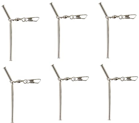 Set (6-9 Stück) Jenzi Anti Tangle Boom mit Karabiner, Wirbel Fishing Anti Tangle Boom gebogen stabil Chrom Silber Metal 7cm, 10cm oder 20cm, Karpfen Feeder+ gratis Petri Aufkleber (20 cm)