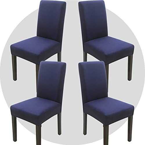 ZHILING Stuhlhussen Bezüge Set von 4 Super Fit Stretch abnehmbare waschbare Esszimmerstuhl Protector Cover Sitzbezug für Hotel, Esszimmer, Zeremonie, Bankett Hochzeitsfeier(Marineblau)