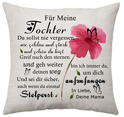 Aconesong Für Meine Tochter Geschenke Kissenbezug Geschenke für Tochter von Mutter Frauen Damen inspirierende Geschenke zum Geburtstag Weihnachten Zierkissenbezüge 45 x 45 cm (Tochter) (Tochter)