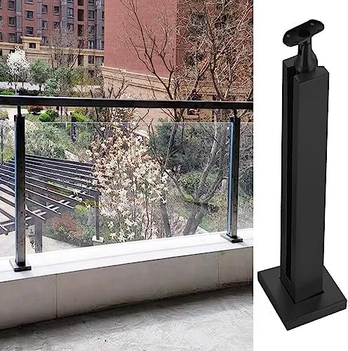 GTPBAO Black Balcony Railing Glass Clamp - Stainless Steel Balustrade Post For Pool/Deck/Loft Ladders, For Glass Panel 8/10/12mm (Color : Mid post, Size : 135cm/53.1 inch)