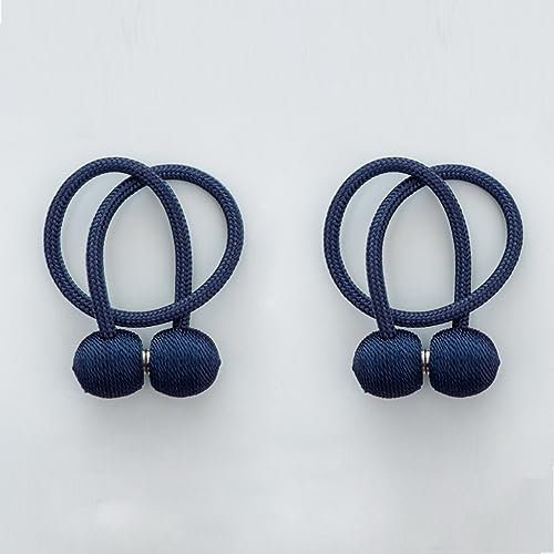 A.Monamour Lote de 2 Piezas Cuerdas Magnéticas para Cortinas con Imanes Potentes Sujetadores Cordones de Sujeción Sujeta Cortinas Alzapaños Decorativos Abrazaderas de Cortina Hebillas - Azul Marino
