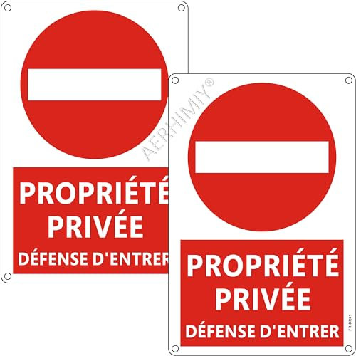 Propriété Privée Défense D'entrer Aluminium Réfléchissant 20×30 cm, 2 Pièces Panneau Propriété Privée Metal Défense D'entrer, Résistant aux UV, Imperméable, Avec Trous Percés