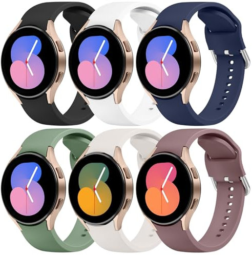 Wanme 6 Stück Armband für Samsung Galaxy Watch 7/6/5/Watch 4 Armband, Silikon Ersatzarmband für Samsung Watch 6/4 Classic/5 Pro/FE für Damen und Herren