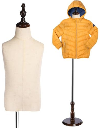 schaufensterpuppe Kleinkind-Schaufensterpuppe Torse, Leinen-Baby-Schaufensterpuppe mit Holzständer, verstellbar, 2–8 Jahre alt, Kleiderform-Schaufensterpuppe for Kleiderschmuck-Präsentation(7-8 years