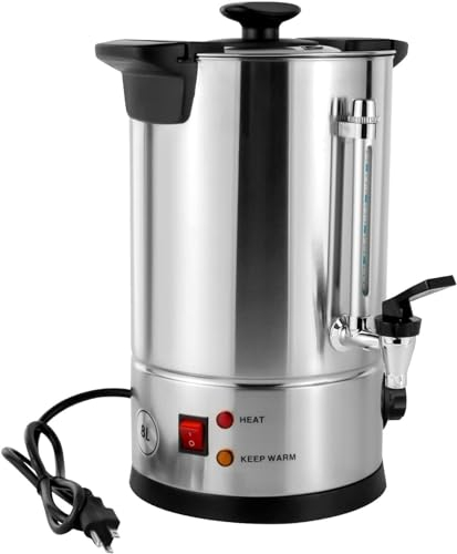 SinSed Urne à café commerciale de 54 tasses de 8 l avec percolateur, cafetière à eau chaude, pour la maison, les fêtes, le bureau, les mariages