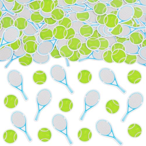 Sursurprise 200 Stück Tennis-Konfetti für Jungen – Tennisschläger-Ball Papierstreuungen, grau-grüne Dessert-Tischdekorationen, Sportthema, Geburtstagsparty, Tischzubehör