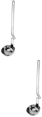 OUNONA 2pcs Hot Pot Laddle Rice Spoons Stainless Steel Spoon Slotted Spoon Large Cooking Spoon Hot Pot Strainer Handle Ladle Strainer Ladle Soup Spoon Soup Ladle Colander Hanger
