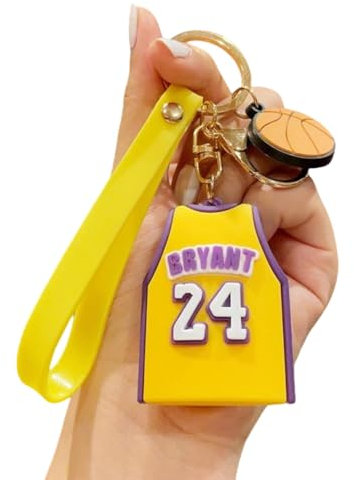 T-Shirt Schlüsselanhänger kompatibel mit NBA 24 Lakers in Etui Farbe Einhorn Basketball Gadget Zubehör Geschenkidee Herren Damen Kinder Kreativer Anhänger 3D, gelb, One size