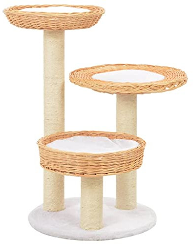 Gecheer Rascador para Gatos con Poste de sisal Madera Natural de Sauce,Type 3