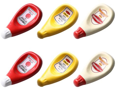 Gisoanudt 6 Stück Keramik Extrudierte Tomaten Sauce Flaschen Form Schüssel Soja Sauce Platte Ketchup Mayonnaise Senf Gewürz Schale - S.