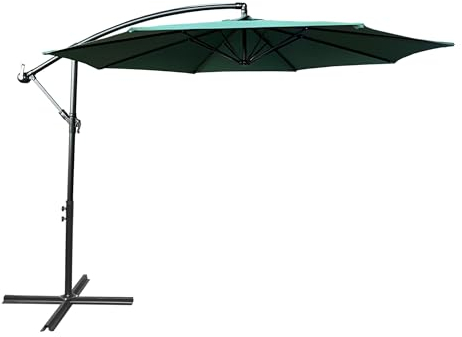 BDW - ASTER Sonnenschirm 300 x 300 cm - für Garten, Balkon, Terrasse - Sonnenschirm mit Kurbel, Winkelverstellbar - Ampelschirm - Sonnenschutz, Outdoor Sonnenschirm Groß - Grün