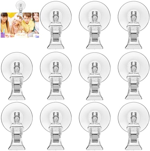 HavaCue Clip de Ventosa, Plástico Transparente Pinza de Ventosa Clips de Ventosas Ventosa Clip, Ventosa Con Clip para Ventanas, Acuario, Supermercado, Baño, Oficina (12)