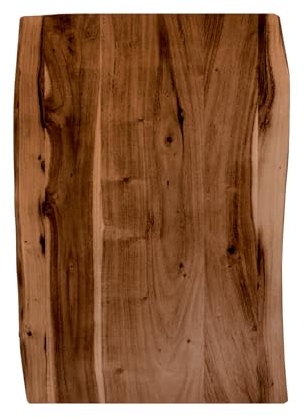 SAM Holzplatte 60x40 cm Tonia, Tischplatte aus Akazienholz massiv + nussbaumfarben, Baumkanten-Platte für Heimwerker, geeignet für Arbeitsplatten, Tische & Fensterbretter