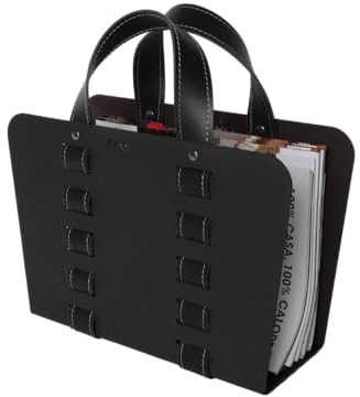 LIMAC Design L-BAG 02: Zeitungsständer aus Stahl und Leder Farbe schwarz, Ledertasche, Korb, Korb, Aufbewahrungsbox, Made in Italy, Limac Design®