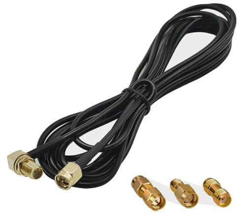GTIWUNG Adaptateur SMA Mâle-Femelle, RG174 Câble Coaxial RF 3m, Rallonge Antenne WLAN, Câble d'Extension pour Antenne Male/Femelle (50 Ohm) + 3 Pièces Adaptateurs Coaxiaux RF