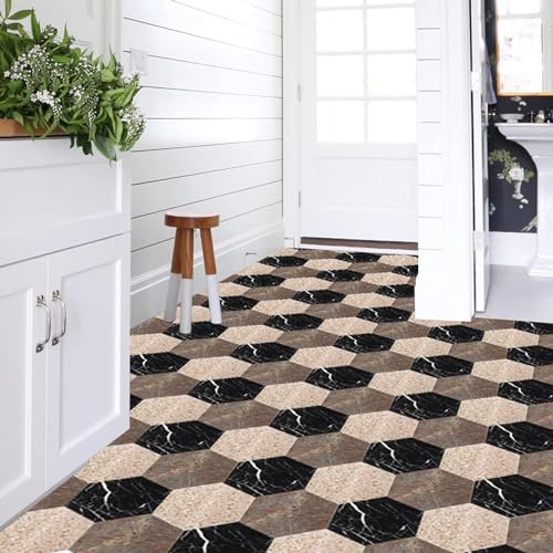 HAvern Autocollants pour carrelage de Cuisine Marron Noir hexagone à Coller sur carrelage carrelage Mural Auto-adhésif en PVC à Coller sur carrelage Mural Autocollants imperméables pour s