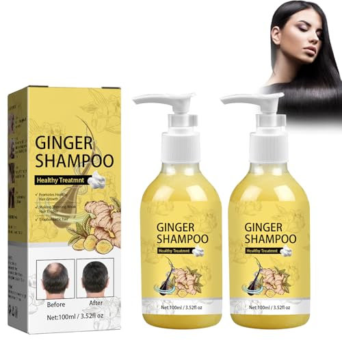 Dyceittdia 2pcs Ingwer Shampoo, Ginger Hair Regrowth Shampoo, Ingwer Juckreiz linderndes Pflegeshampoo, Haarstärkendes Shampoo, Flauschig pflegendes Shampoo, 2pcs*100ml, hair2