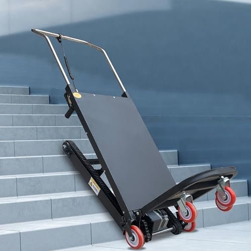 LBMED 60° Elektrischer Treppensteiger-Dolly, 1200-W-Elektro-Handkarren Mit Faltbarem Lastbrett Und Verbreiterten Gummischienen, Hält 880 Pfund, Erklimmt Kontinuierlich Mehr Als 3000 Stufen