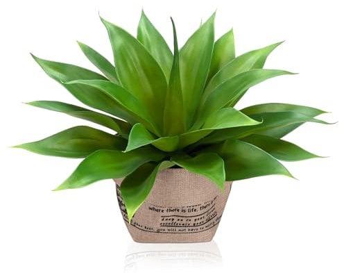Velener Künstliche Agave mit Jutebeutel, künstliche Pflanze, Outdoor-Agave – künstliche Pflanzen für Innen- und Außendekoration (38,1 cm)