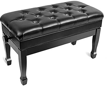CAFIEDR Klavierhocker, Duett-Klavierhocker, luxuriöse Klavierbank, mit großem Staufach und wasserdichtem Kissen, 10 cm höhenverstellbar, für die meisten Klaviere geeignet