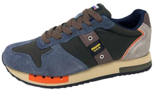 Blauer Queens Herren-Sneakers aus zweifarbigem Leinen, Color Navy Military Size 40, 45 EU