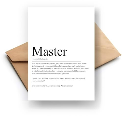Definition Master Klappkarte - Geschenk für Absolventen | Hochwertige Grußkarte zur Abschlussfeier - für Abitur, Studium & Ausbildung
