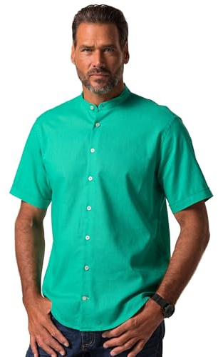 JP 1880 Herren große Größen Übergrößen Menswear L-8XL Hemd, Halbarm, Leinenmix, Stehkragen, Modern Fit