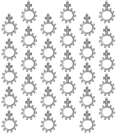 BFLKY Set mit 30 katholischen Finger-Rosenkränzen, Finger-Rosenkranz, Ringe mit kleinem Kruzifix, Taschenfinger-Rosenkränze, religiöser Schmuck