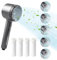 Yuqilin Pommeau de Douche Haute Pression, Cinq Niveaux Réglables Pommeau de Douche, Avec Fonction D'Arrêt Pommeau Douche, Pommeau de Douche Economie Deau, Livré Avec 4 Morceaux Coton Filtre (Noir)