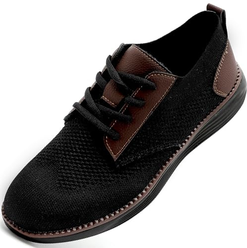 IVQDZL Sneaker Herren Sportschuhe Turnschuhe Laufschuhe Anzugschuhe Business Atmungsaktiv Sommerschuhe Elegante Oxfords Hochzeit Formale Moderne Gym Herren Schwarz EU 43